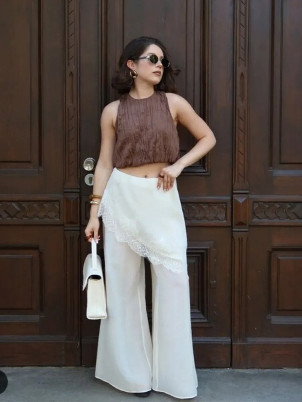 Zara Wide Leg Pareo Pants With Lace Size L
